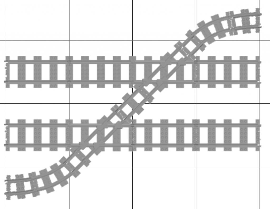Dual Gauge: 45° crossing of two parallel standard gauge tracks and a narrow gauge track