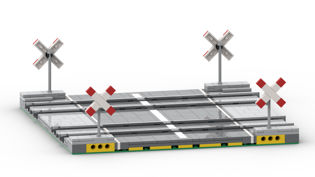 Simple Mattzobricks Level Crossing for LEGO trains with St. Andrew’s Cross (Andreaskreuz)